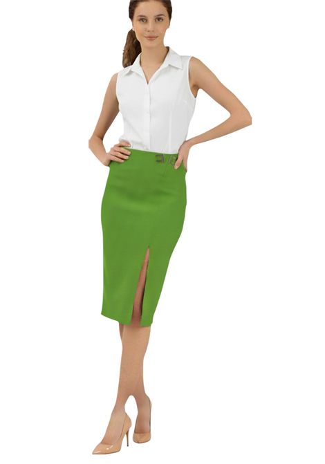 Double stretch crepe skirt with logo details ELISABETTA FRANCHI | skirts | GO14761E2EV3